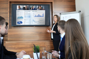 Business Team At Office, Businessman Presenting And Discussing S